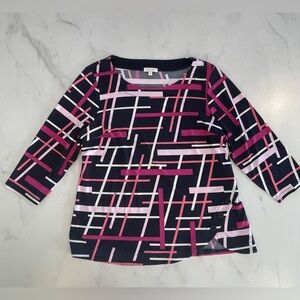 Laura Petite Women's Geometric Blouse - Pink and Black